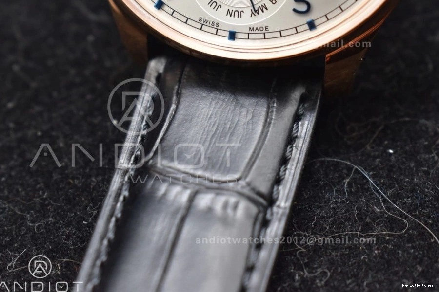 Best Perpetual RG Edition Strap Dial BestValue White Clone Calendar Black on APSF 1:1 Portugieser 1018 5033 A52610 Leather 0427